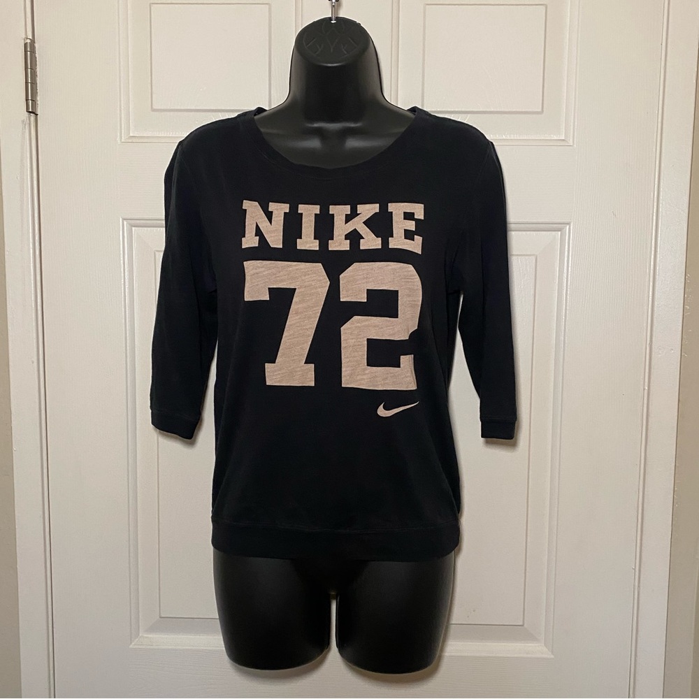 Nike 3/4 Sleeve Vintage Workout Gym Sports Navy Athletic Tee Top S